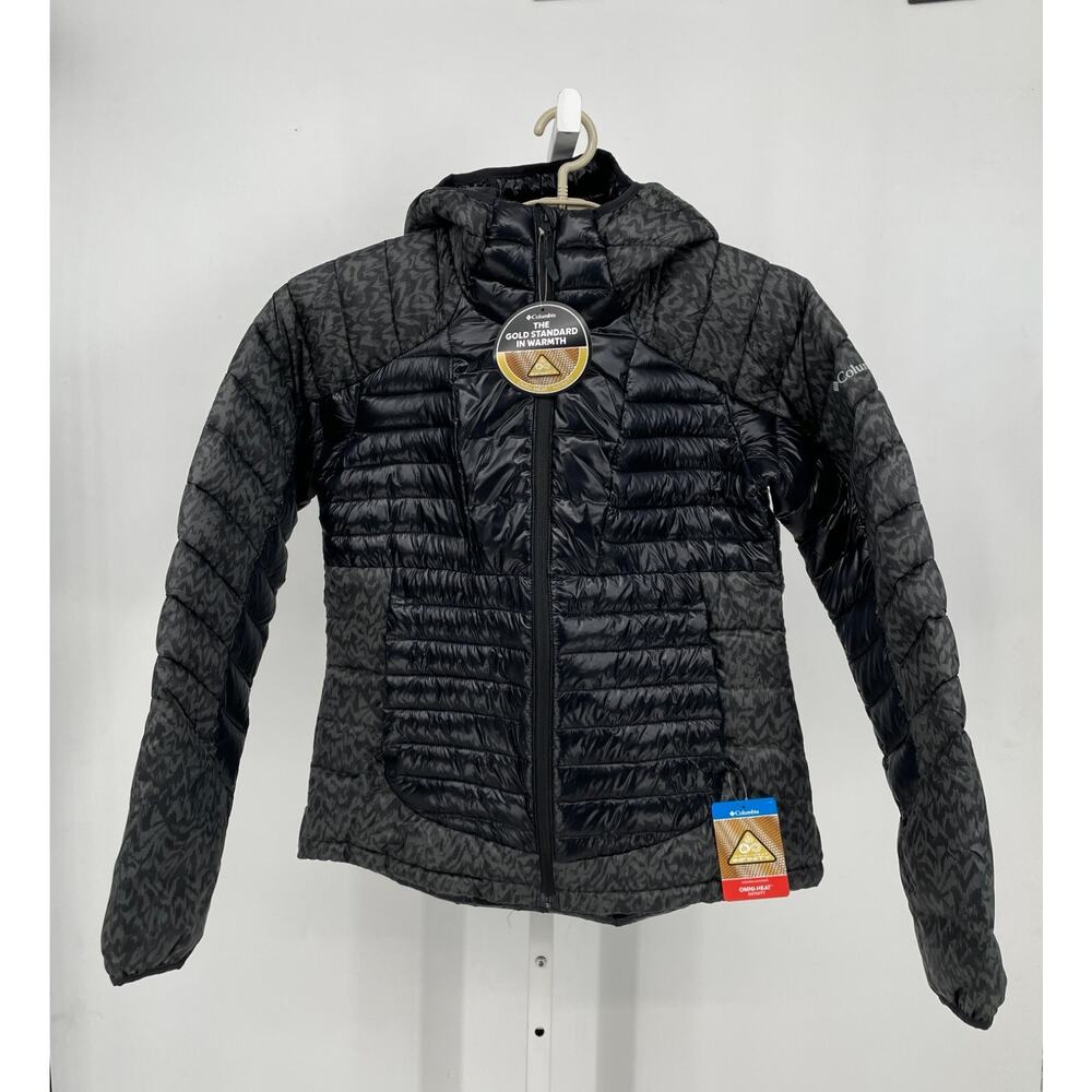 Columbia Womens Labyrinth Loop Hooded Jacket M Black Gray Quilted WK4228-012